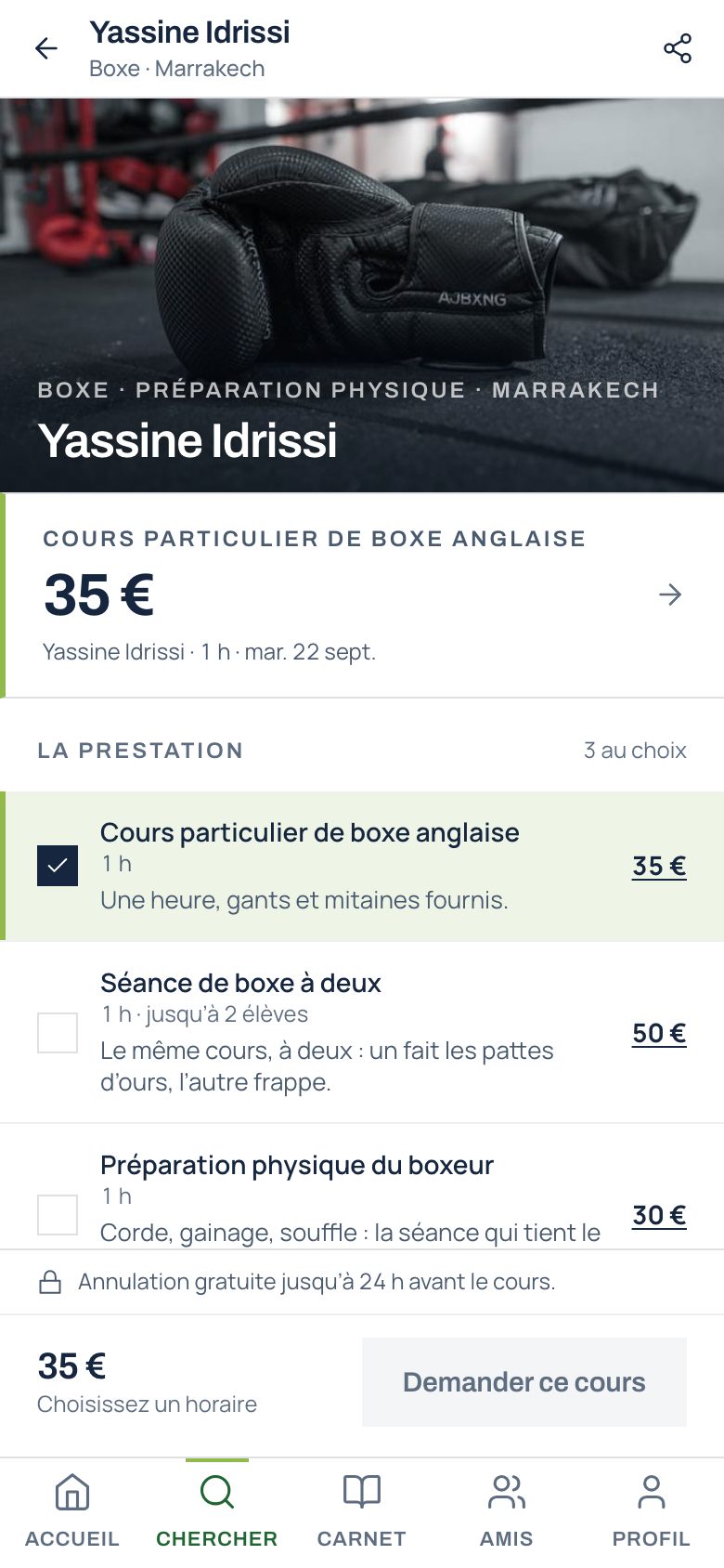 Le tunnel ouvert au jour et à l’heure choisis, le prix total, le barème d’annulation lisible avant le geste.
